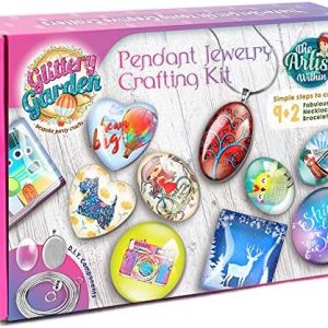 Girls Jewelry Making Kit. Best Necklace Pendant & Bracelet Crafting Set with Glass Beads & Charms. Fashion Accessories, Arts Crafts Supplies. Birthday Gift